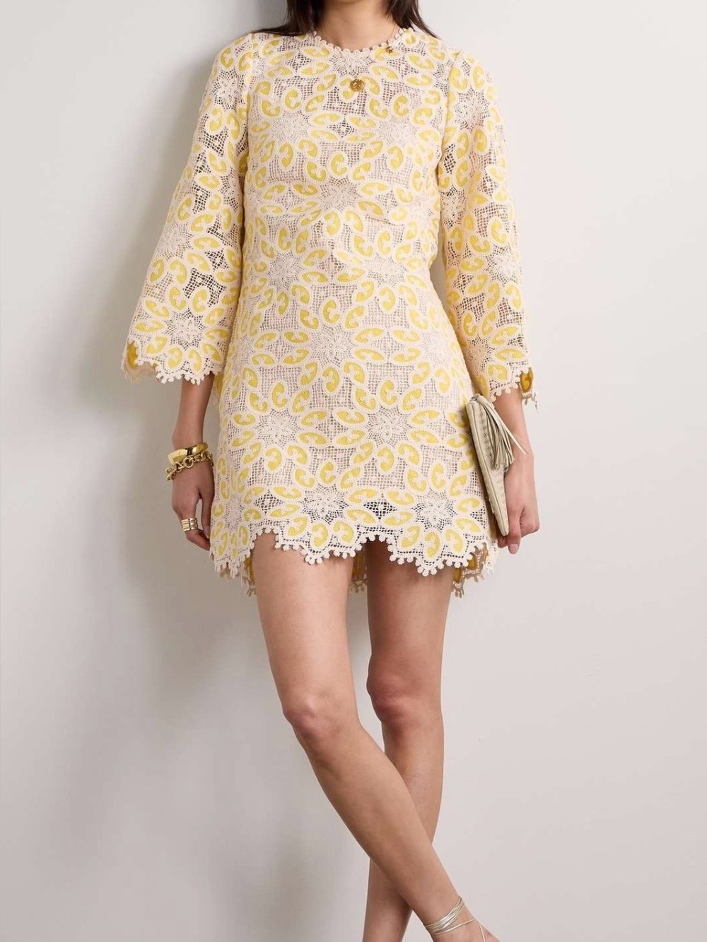 Zimmermann Golden Lace Mini Dress in Size 2